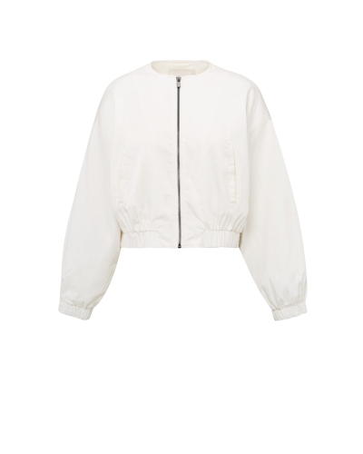 WOVEN CROPPED BOMBER JACKET OFF WHITE
