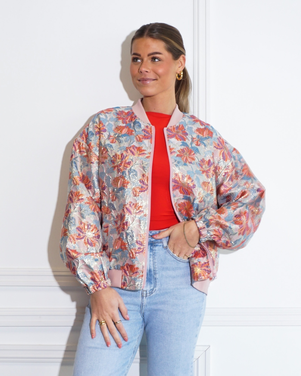 BOMBER EVY ROOD BLAUW