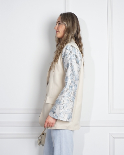 Gossip BLAZER JACQUARD MOUW BLAUW BEIGE