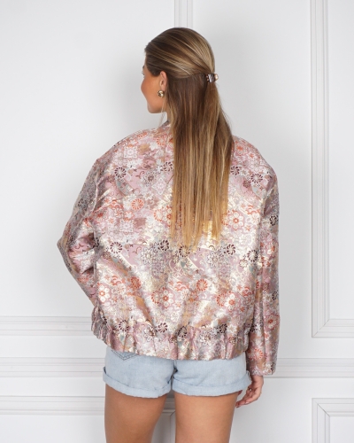 JACQUARD BOMBER LIO FLOWER ROZE