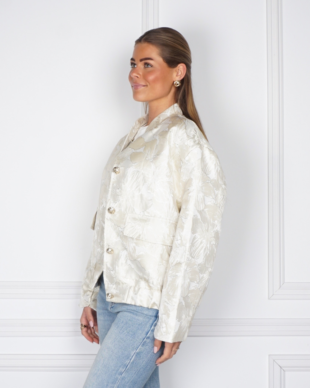 JACQUARD BOMBER LIO BEIGE/GOUD