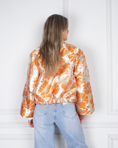 JACQUARD BOMBERJAS ORANJE BEIGE