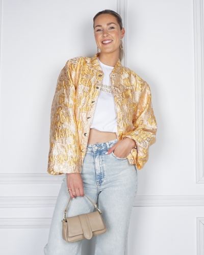 JACQUARD BOMBER GEEL