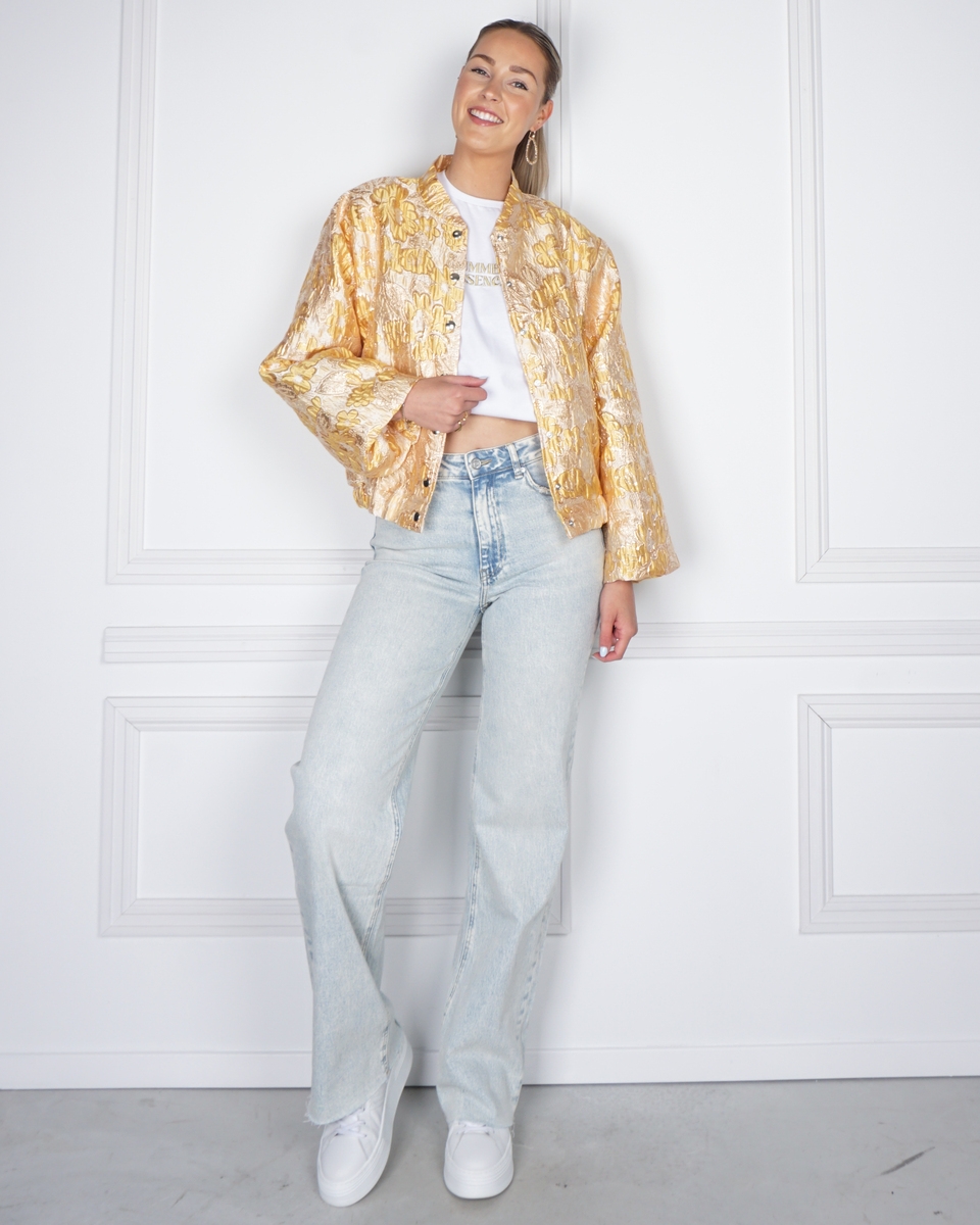 JACQUARD BOMBER GEEL