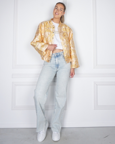 JACQUARD BOMBER GEEL