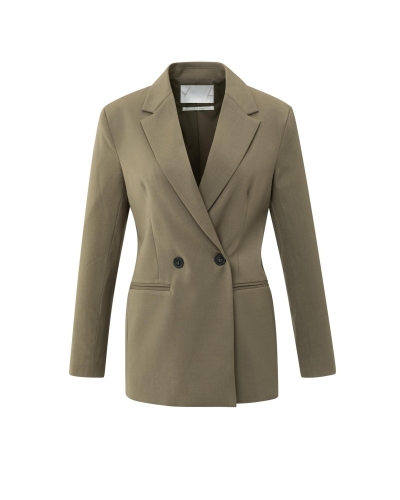 BLAZER MET CEINTUUR OLIJF GROEN