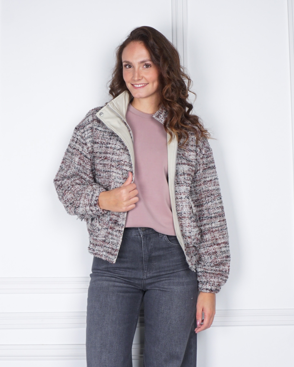 BOUCLE JASJE MAUVE GRIJS