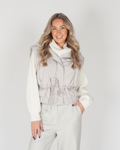 YAYA CROPPED JACKET ZIP-OFF LICHTGRIJS