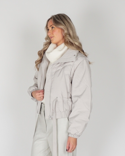 CROPPED JACKET ZIP-OFF LICHTGRIJS