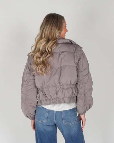 CROPPED JACKET ZIP-OFF TAUPE