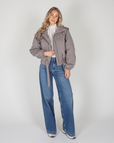 CROPPED JACKET ZIP-OFF TAUPE