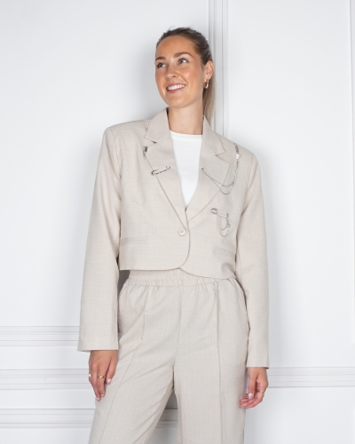 Refined Department CROPPED BLAZER NIV TAUPE