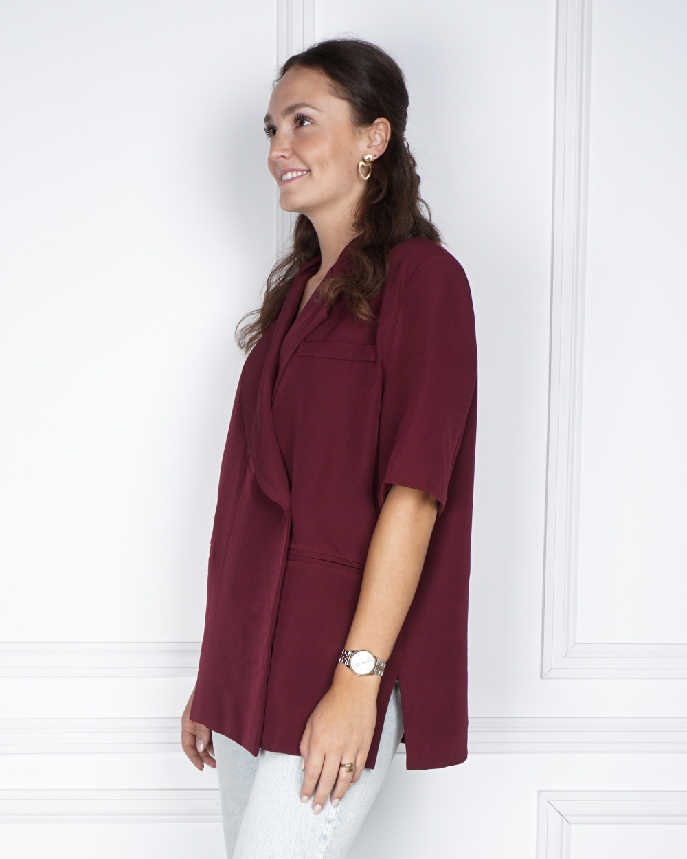 BLAZER KORTE MOUW STEEF BORDEAUX