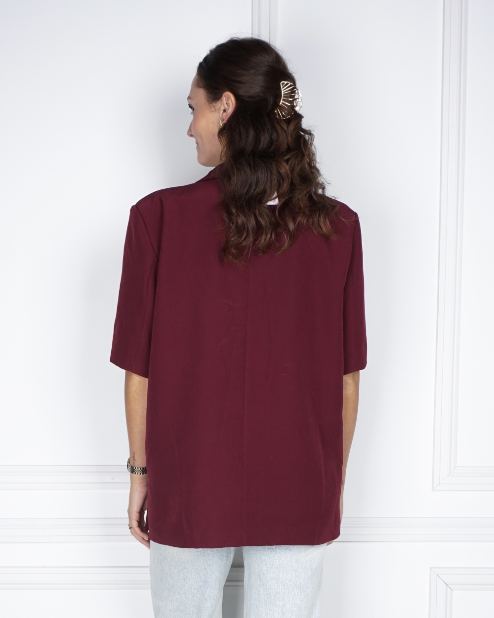 BLAZER KORTE MOUW STEEF BORDEAUX