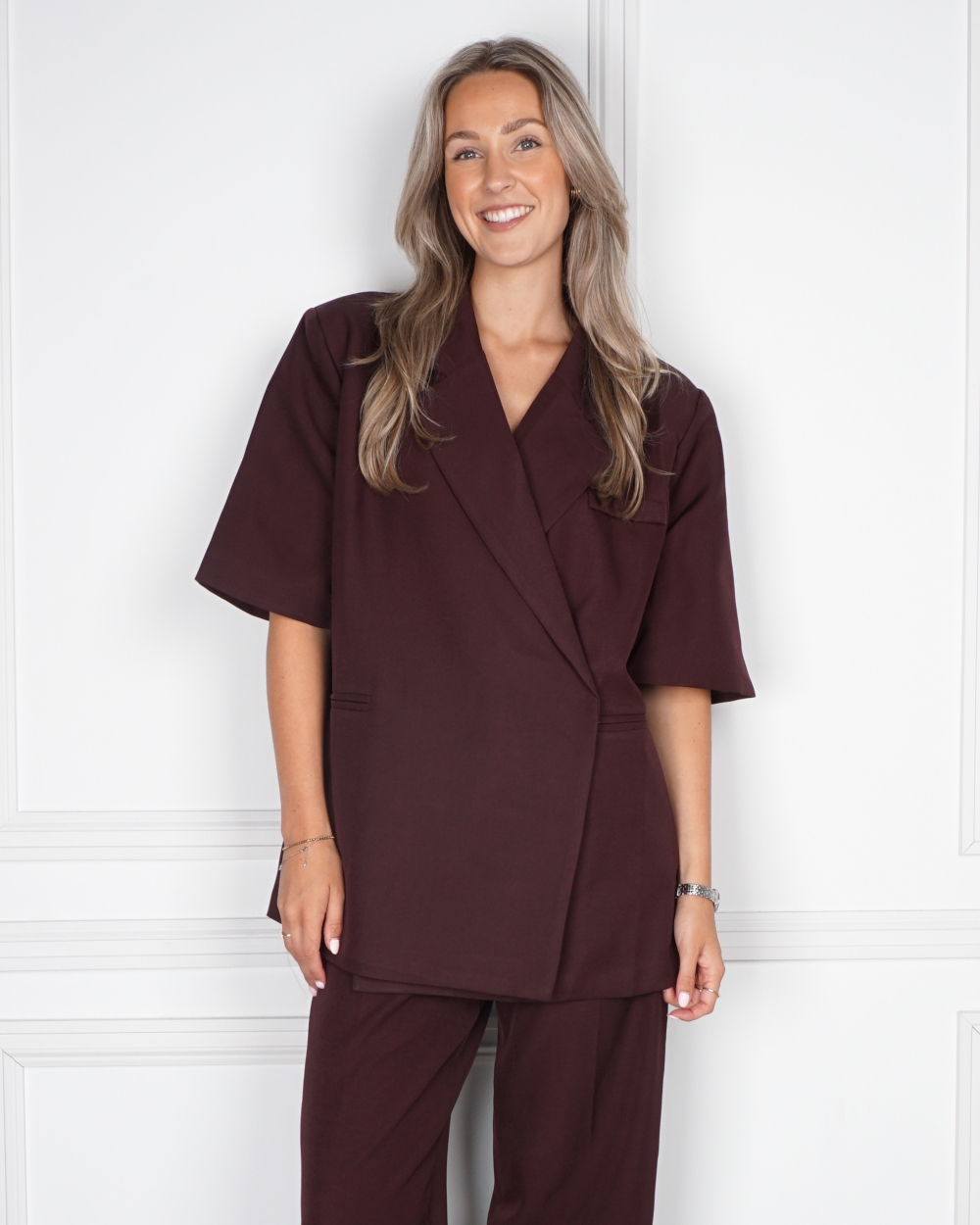 BLAZER KORTE MOUW BORDEAUX