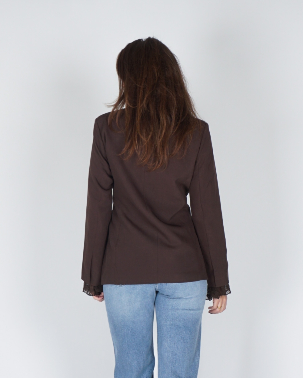 BLAZER MET OVERSLAG CHOCO BROWN