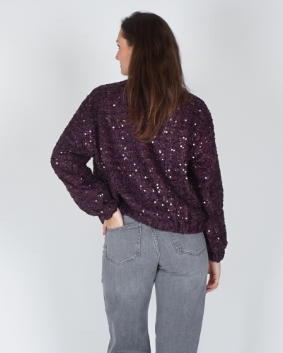 PAARS BOMBER JACKET MET PAILLETTEN
