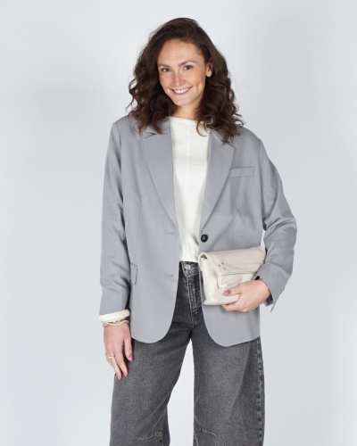 OVERSIZED BLAZER MET KNOOPDETAILS GRIJS