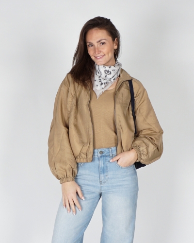 YAYA KORT JACK MET PLOOIDETAILS BEIGE