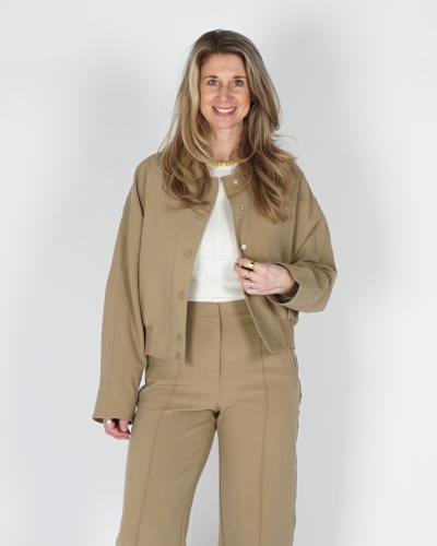 YAYA KORT OVERSIZED JASJE MET GERIBBELDE ZOOM KHAKI