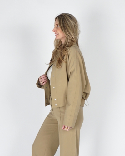 YAYA KORT OVERSIZED JASJE MET GERIBBELDE ZOOM KHAKI