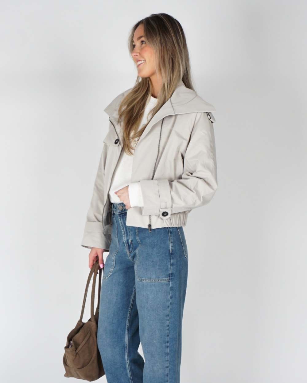 BOMBERJACK MET TRENCHCOATDETAILS BEIGE