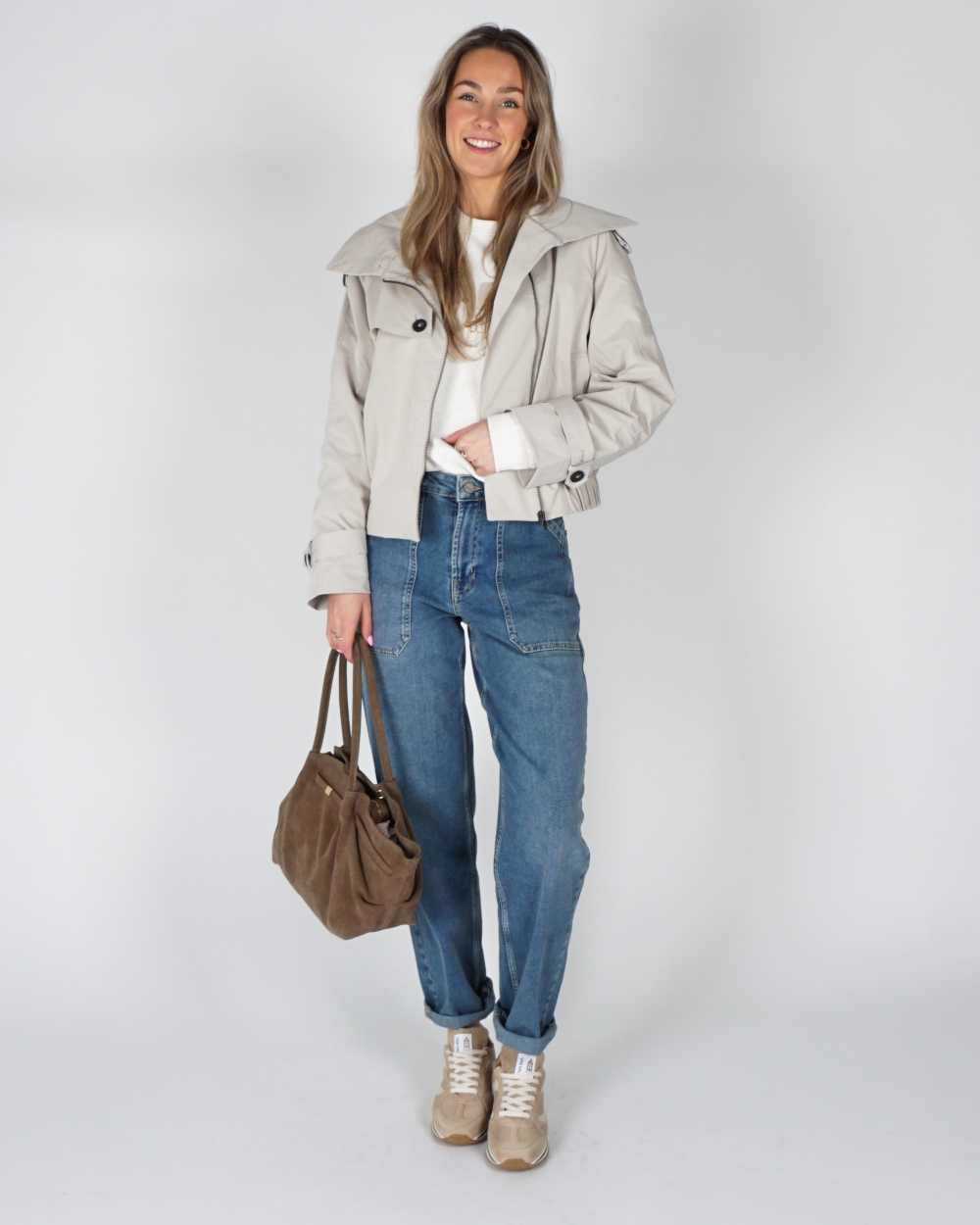 BOMBERJACK MET TRENCHCOATDETAILS BEIGE