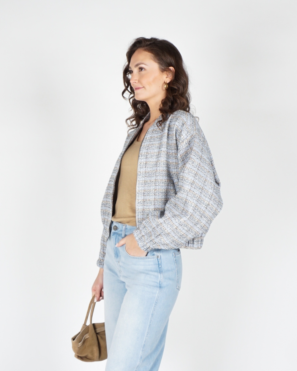 BOUCLE JACKET BLAUW
