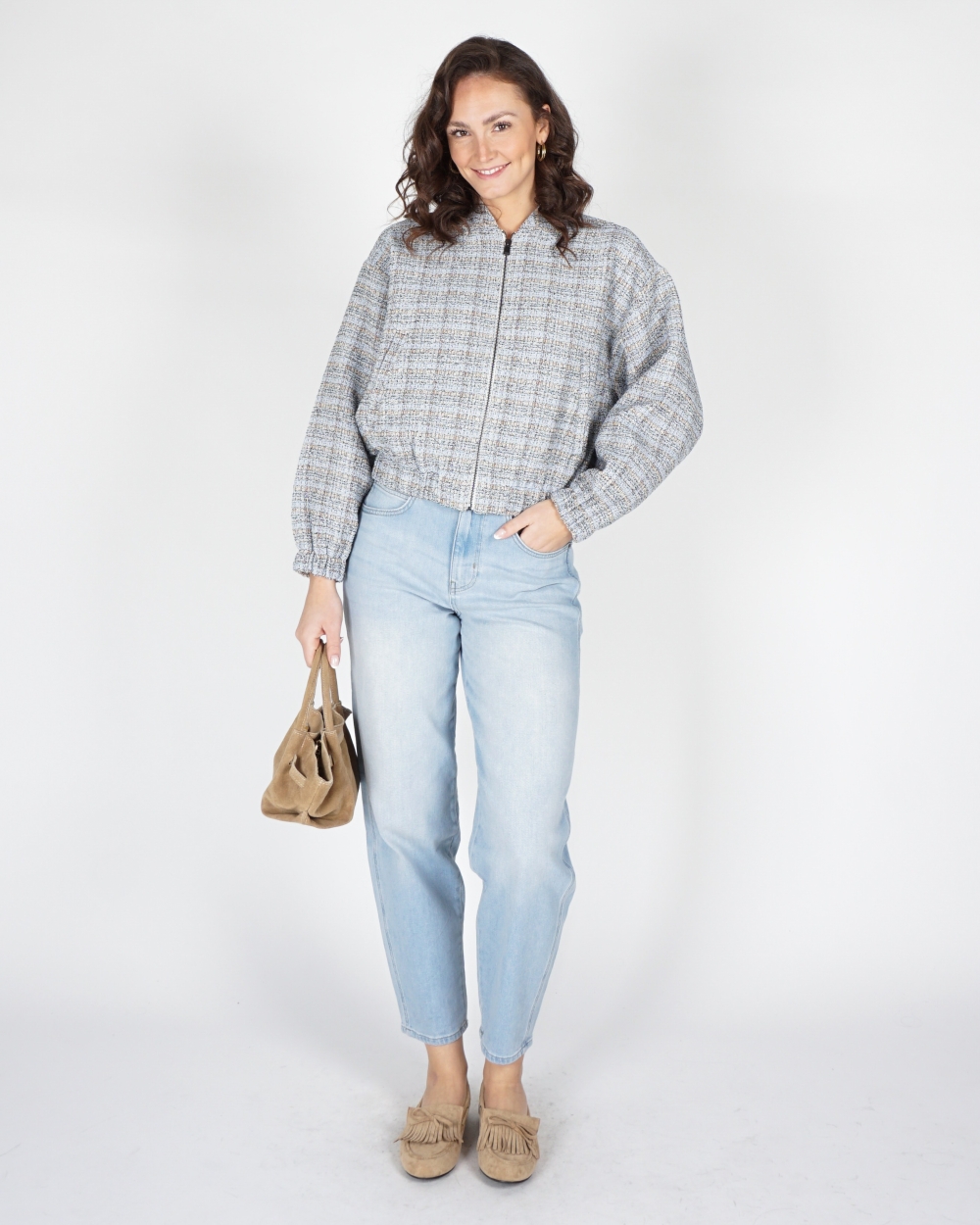 BOUCLE JACKET BLAUW