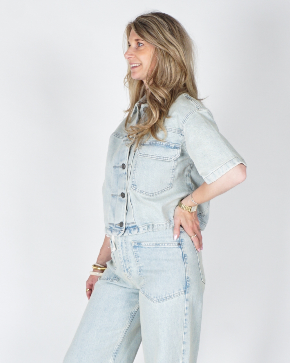 OVERSIZED DENIM JACKET LICHTBLAUW