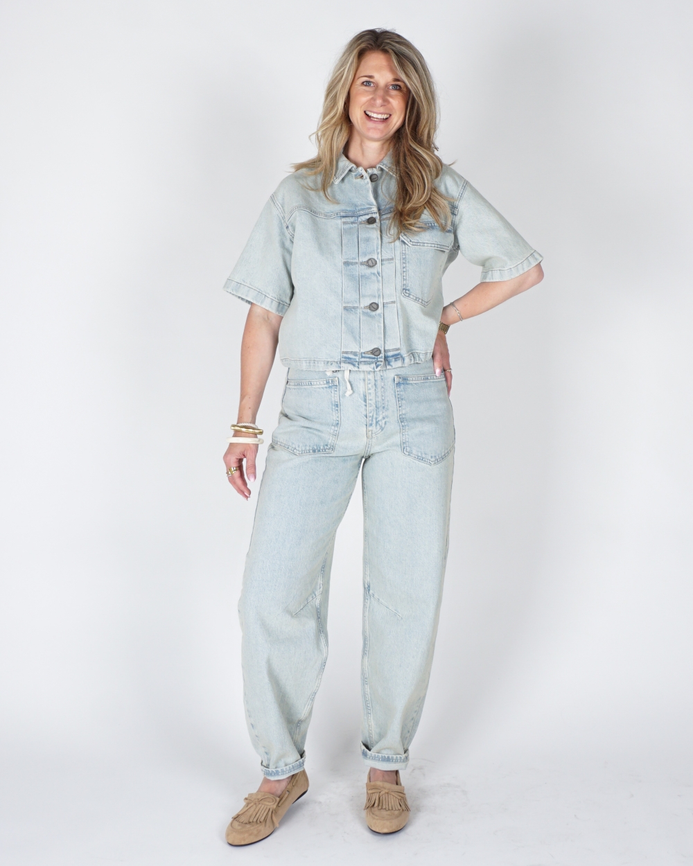 OVERSIZED DENIM JACKET LICHTBLAUW