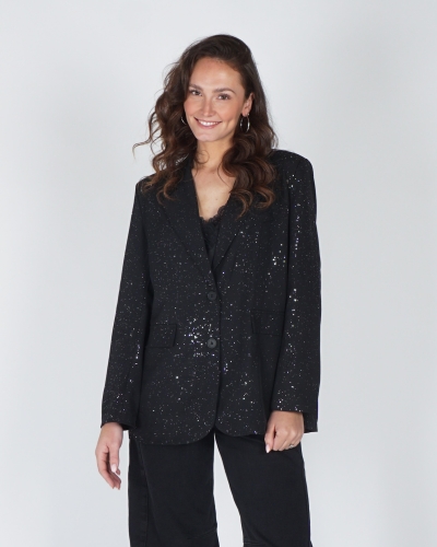 Gossip GLITTER BLAZER MET SPLIT ZWART