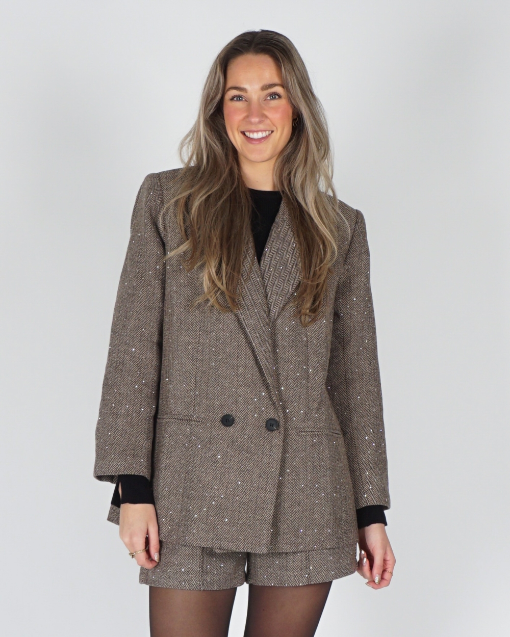 BLAZER MET STRASS BRUIN