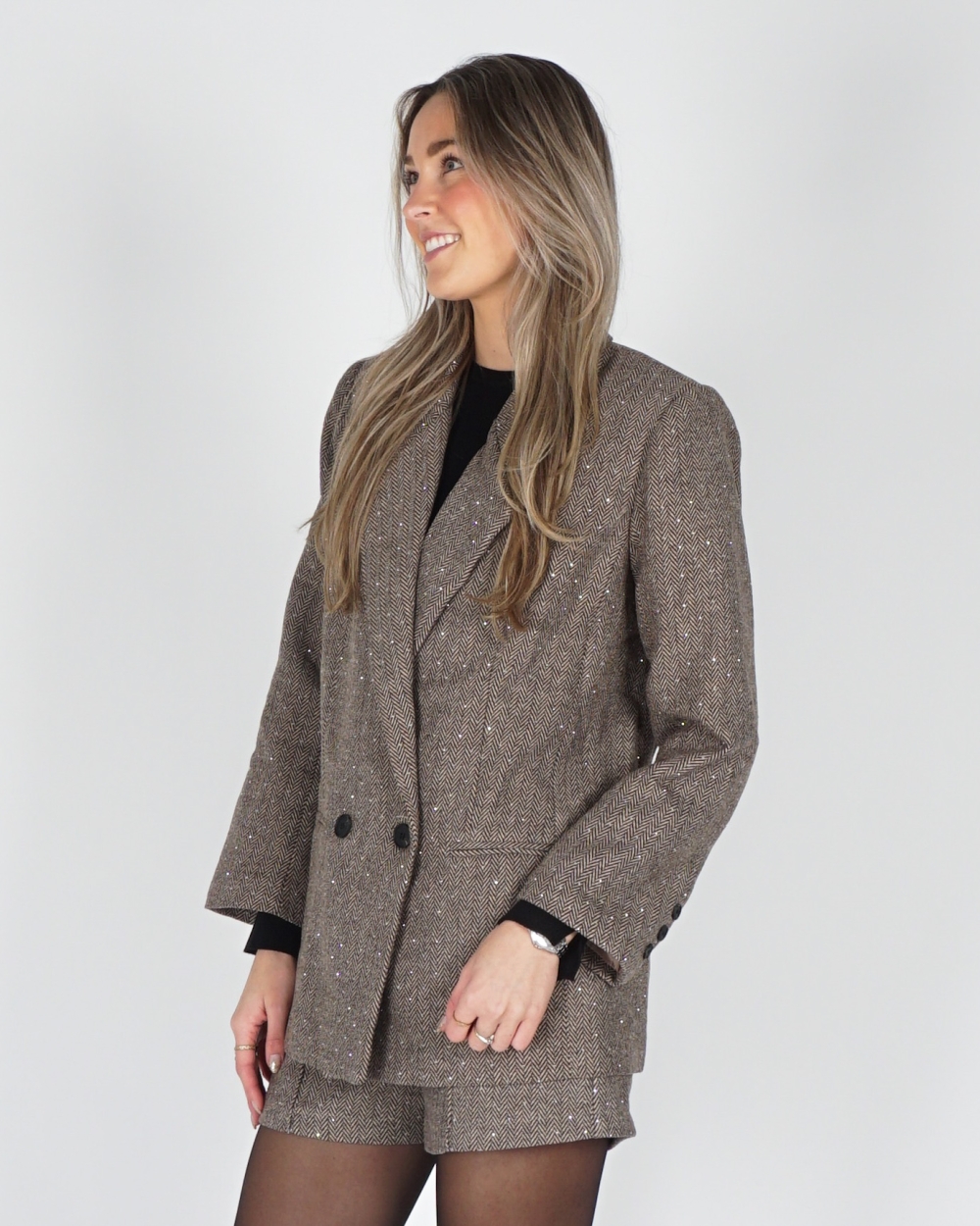 BLAZER MET STRASS BRUIN