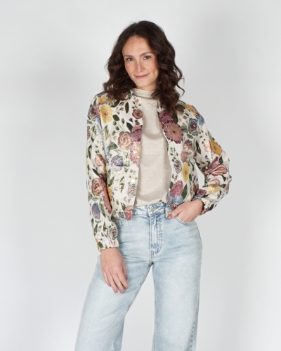 Geisha BOMBERJACK MET BLOEMEN ECRU