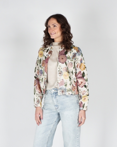 Geisha BOMBERJACK MET BLOEMEN ECRU