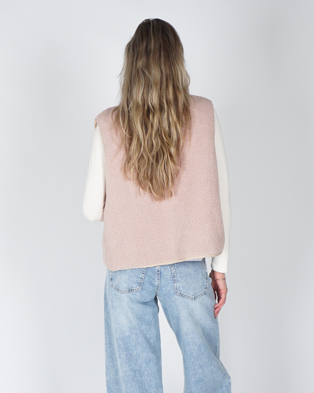 REVERSIBVLE TEDDY GILET AMOUR BEIGE