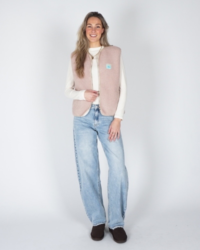 REVERSIBVLE TEDDY GILET AMOUR BEIGE