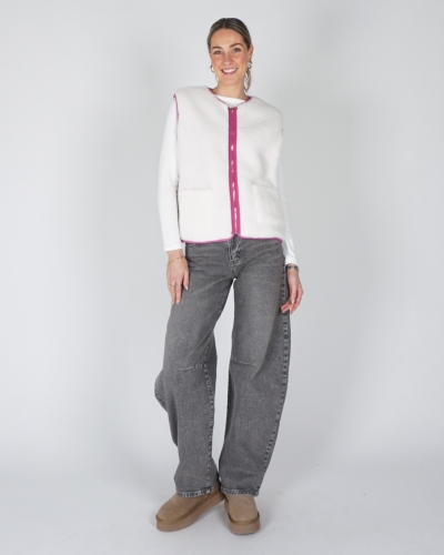 REVERSIBVLE TEDDY GILET AMOUR FUCHSIA