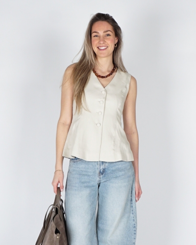 MSCH Copenhagen GETAILLEERD GILET ESTERIANE ECRU