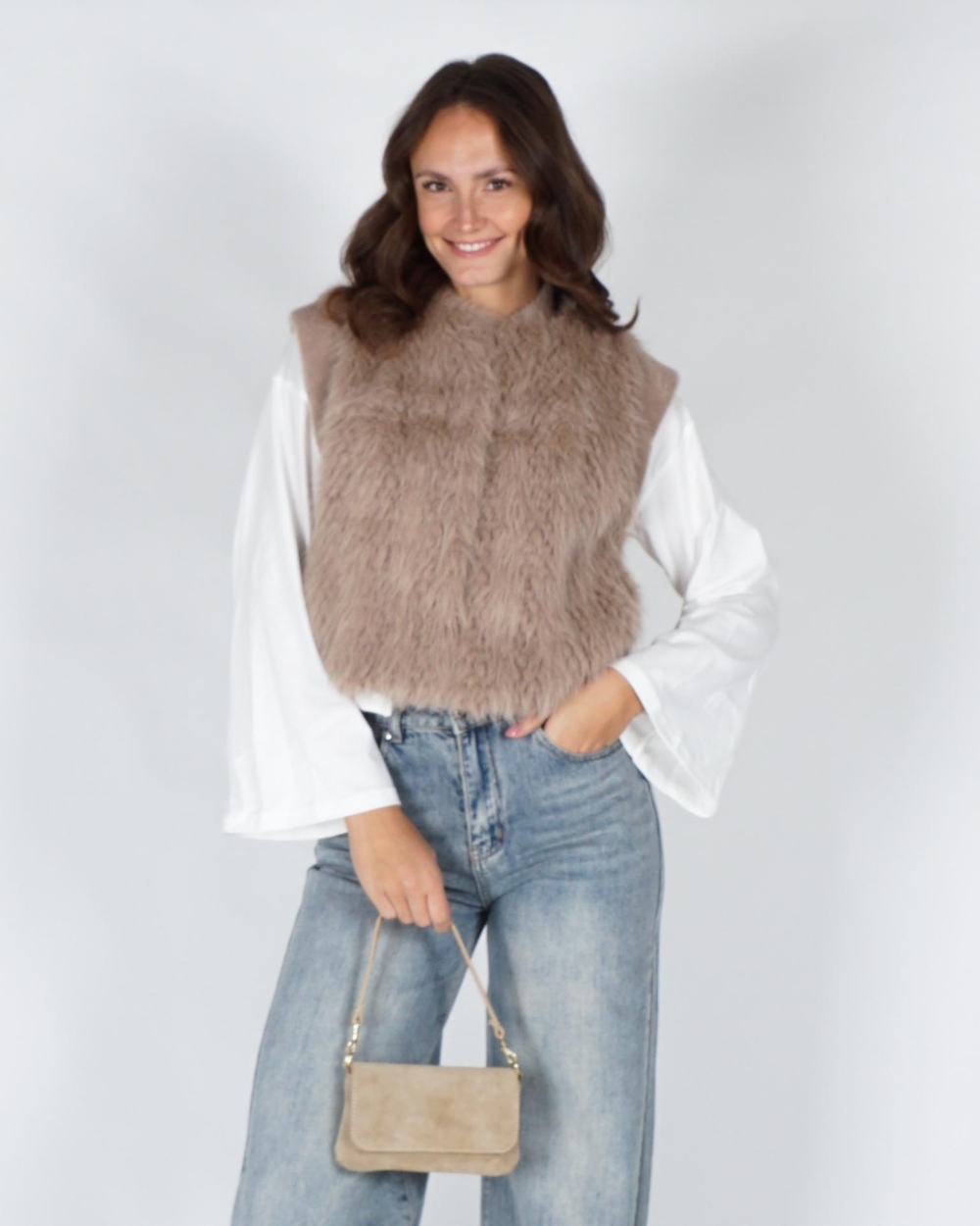 Rino & Pelle FAUX FUR WAISTCOAT ALVITA Beige