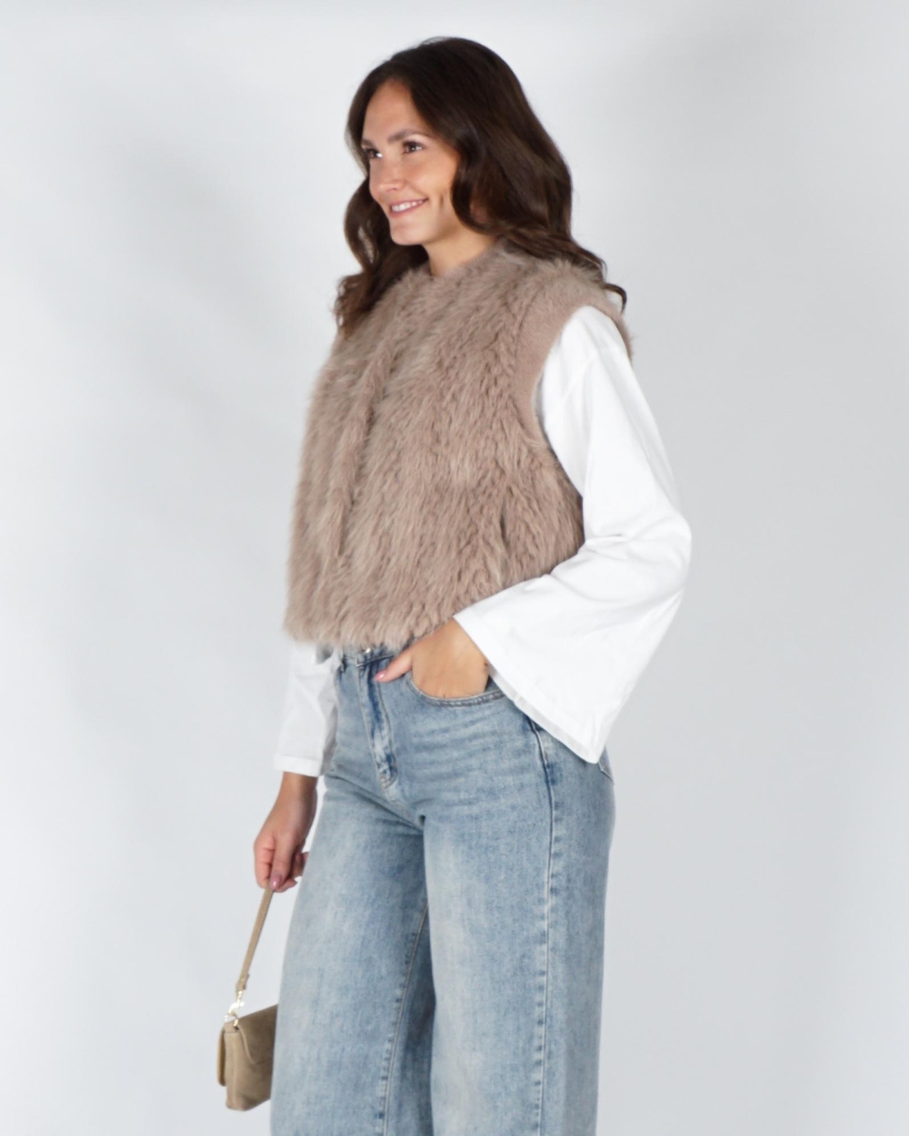 Rino & Pelle FAUX FUR WAISTCOAT ALVITA Beige