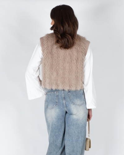 Rino & Pelle FAUX FUR WAISTCOAT ALVITA Beige