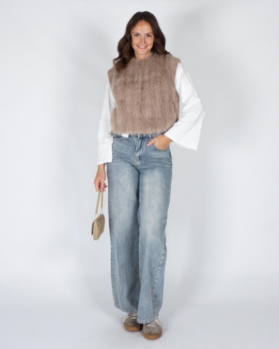 Rino & Pelle FAUX FUR WAISTCOAT ALVITA Beige