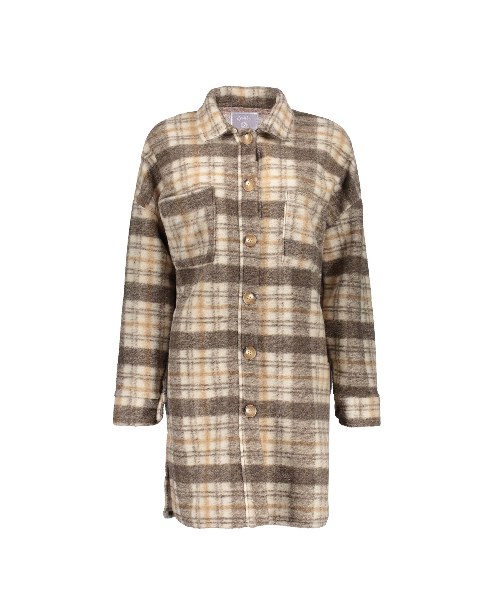 GEISHA CHECK COAT BEIGE