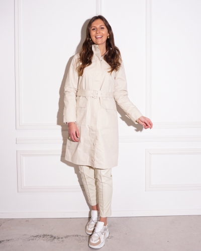 TRENCHCOAT MET RIEM ECRU