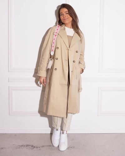 YAYA GEWEVEN TRENCHCOAT BEIGE
