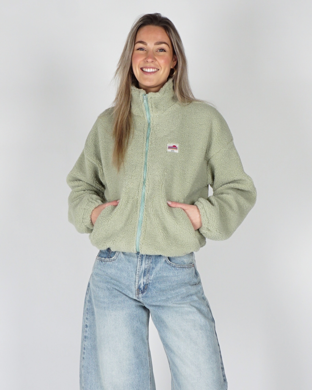 OVERSIZED TEDDY BOMBER GROEN