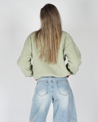 OVERSIZED TEDDY BOMBER GROEN