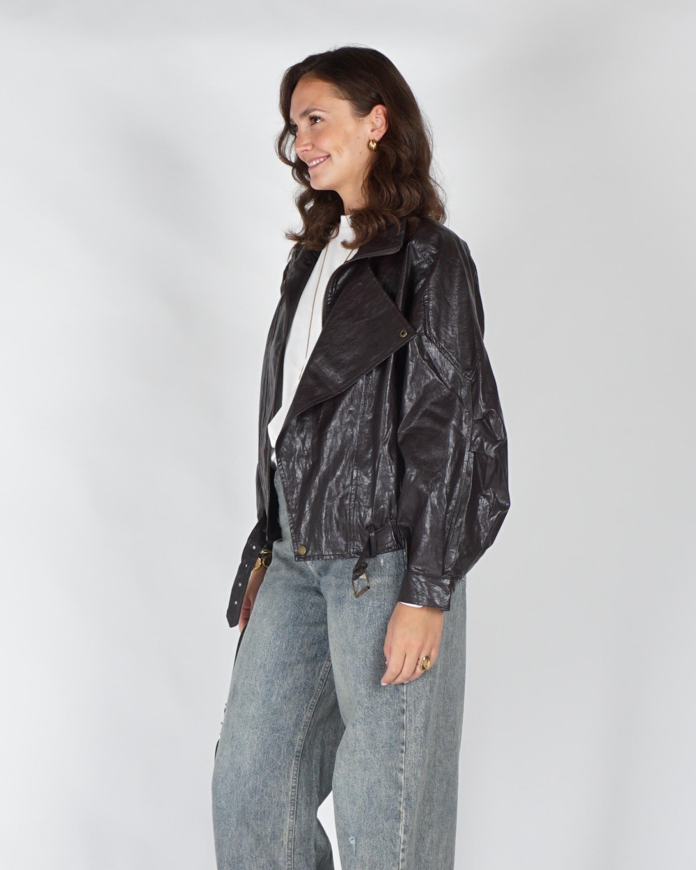 Refined Department LEATHERLOOK JAS LEE Donkerbruin